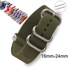 Steel 5Rings Clasp Nylon Watch Strap 16mm 18mm 20mm 24 22mm Fabric Band Bracelet