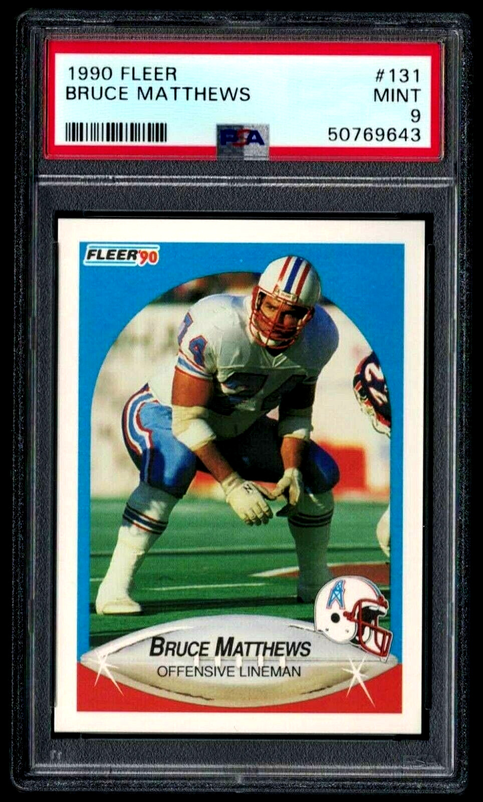 1990 FLEER #131 BRUCE MATTHEWS HOF - HOUSTON OILERS - PSA 9 MINT  #50769643