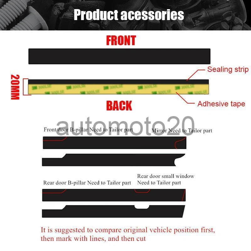 Borde de ventana lateral de coche de 13 pies para moldura de borde de goma universal Foto 2 de 4