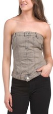 NWT Women s Zara Grey Denim Corset Sleeve Top Size S