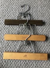 Vintage Setwell Wood Hangers Clamp-Style Pants Hanger 4 And one unbranded