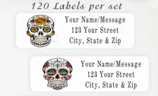 120 Personalized Return Address Labels 2/3" x 1 3/4" - Sugar Skulls