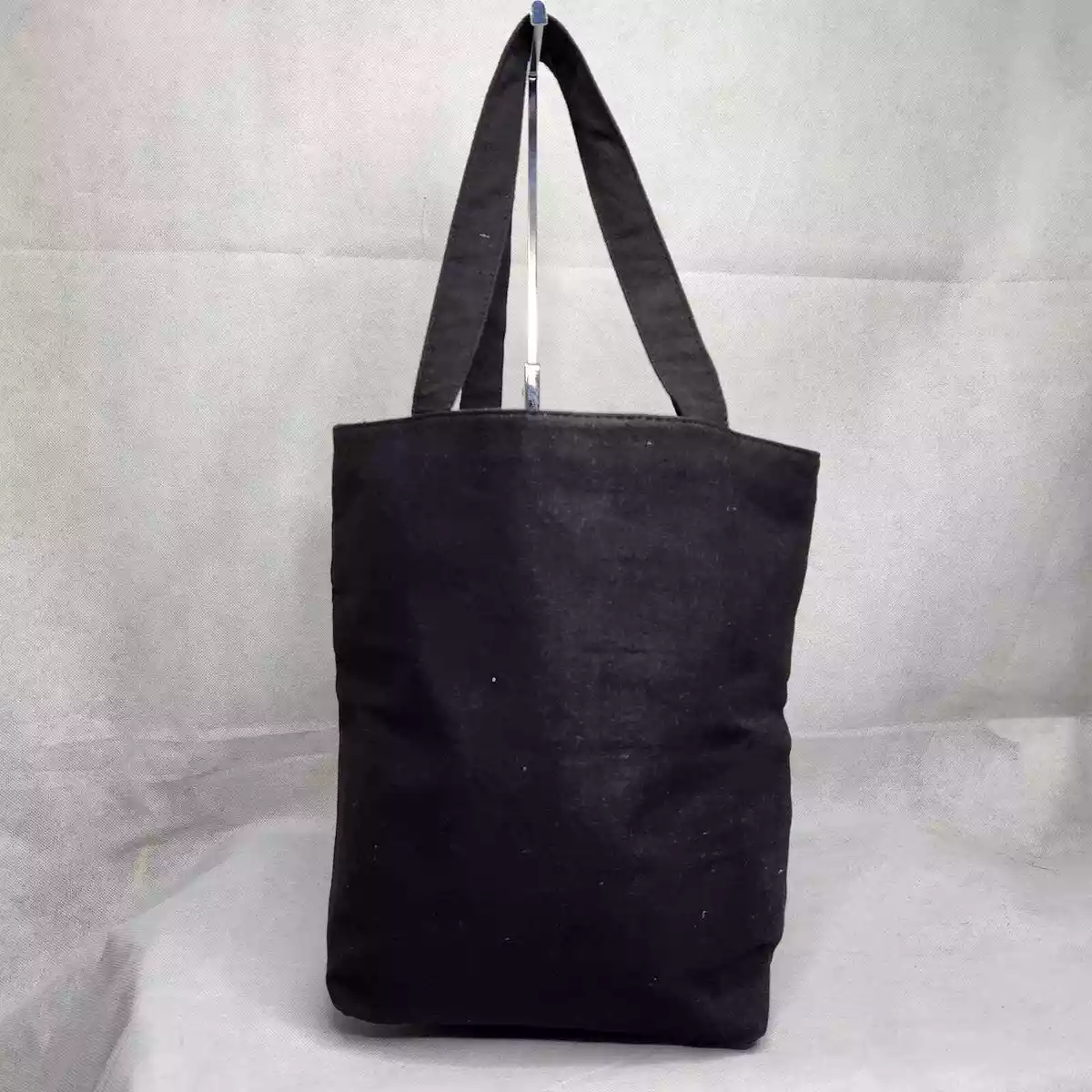 Yves Saint Laurent YSL Parfums Canvas Top Handle Tote Bag Black Satin  Gathered