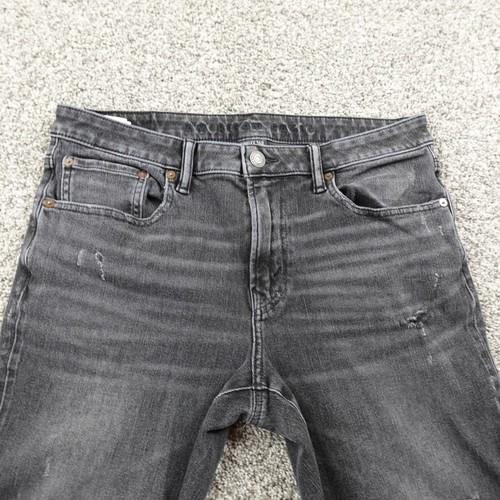 American Eagle Jeans Mens 34X30 Dark Black Denim Slim Straight Flex Stretch Fade - Picture 6 of 13