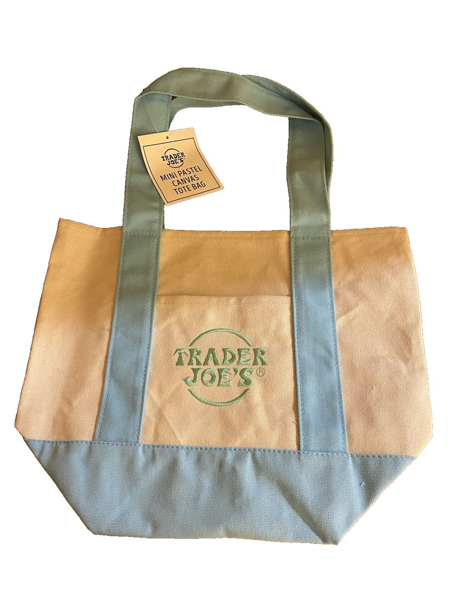 Trader Joe's Mini Pastel Canvas LIMITED Tote Bag “BLUE