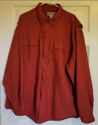 Duluth Trading Co Burnt Red Button Front Vented Cool Plus Fishing Shirt Size 2XL