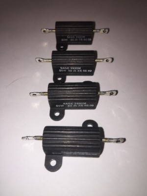 Pack Of 4 SAGE 50 Ohm 25 Watt Resistors 3% Tolerance. Sage 3225M Brand New.
