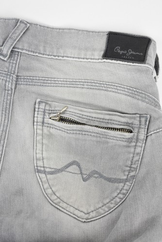 Legging Pepe Jeans Wisp Fit Mujer W26/L34 Gris Blanqueado Cremallera Fly - Imagen 5 de 8