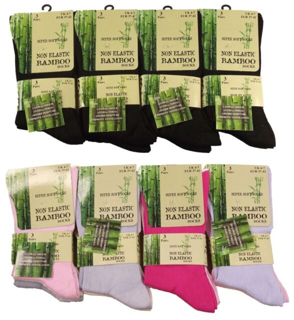 6 Pairs Ladies Bamboo Loose Top Socks Super Soft Anti Bacterial Socks 4-7