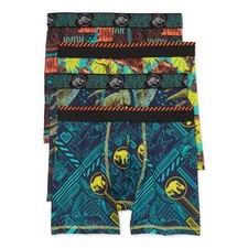 Jurassic World Boys Allover Print Pull-On Boxer Briefs, 4-Pack, Size Small 6-7