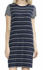 NWT Vince Camuto Womens Short Sleeve Mixed Stripe T-Shirt Dress Navy Size S