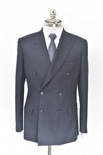 NEW BRIONI Navy Striped Wool Silk Cashmere Double Breasted Sport Coat 40 R EU 50
