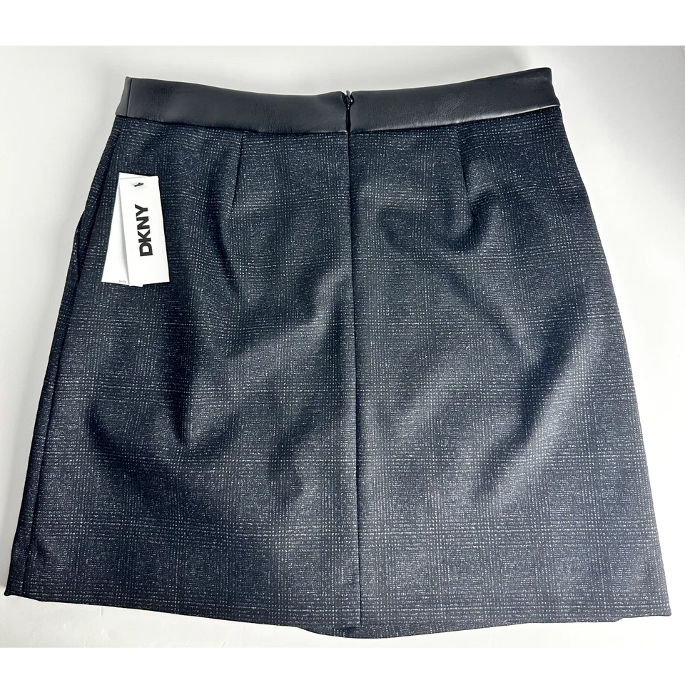 DKNY Women's Crossover-Front Faux-Leather-Trim Mini Skirt - Black/Ivy Size 10 - Image 3 of 4