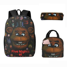 Lote de 3 piezas de mochila escolar grande Five Night at Freddy bolsa de almuerzo bolsa de pluma para niño