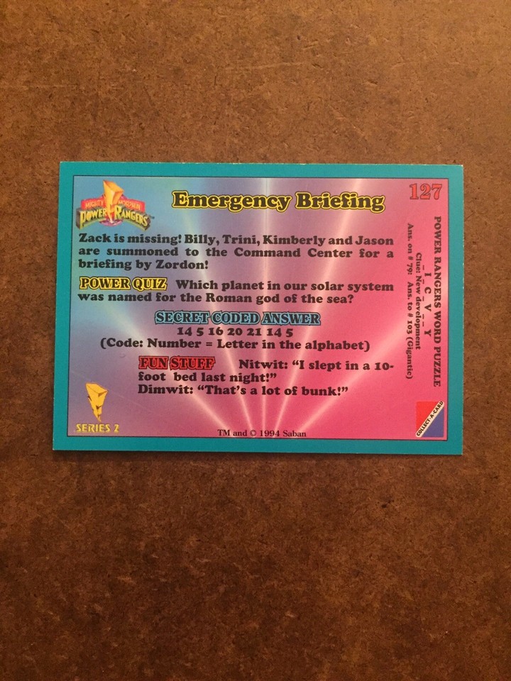 Emergency Briefing 127 Mighty Morphin Power Rangers Series 2 Trading ...