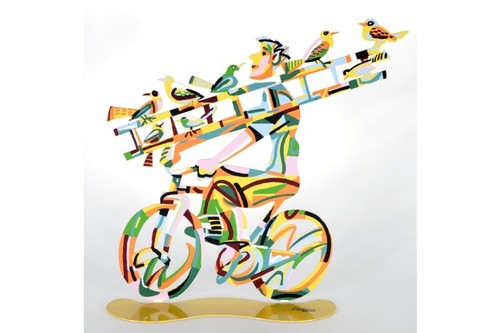 Pop art Metal Bicycle Riders " Ladder man " sculpture by DAVID GERSTEIN - Picture 8 of 8
