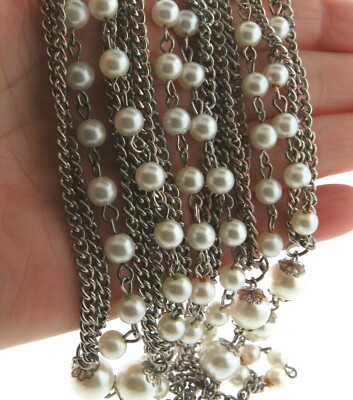 アクセサリー Silver & White Pearl Chain Necklace Amazon.com: Sterling Silver Pearl and Chain Necklace with