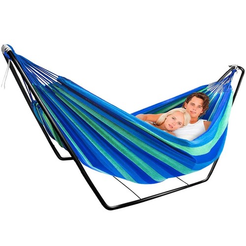 Deluxe Double Hammock and Premium Steel Stand Combo Set - Picture 2 of 2