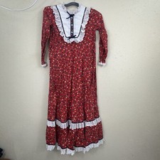 Genway California Vintage 70's Prairie Dress Long Vibrant Ruffles Sz s DC2