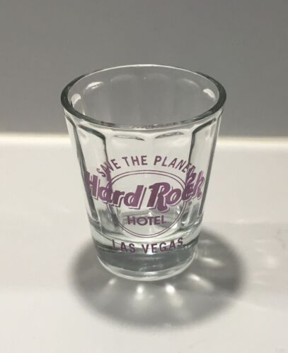 HARD ROCK HOTEL LAS VEGAS Shot Glass Purple "Save The Planet" - Picture 1 of 1