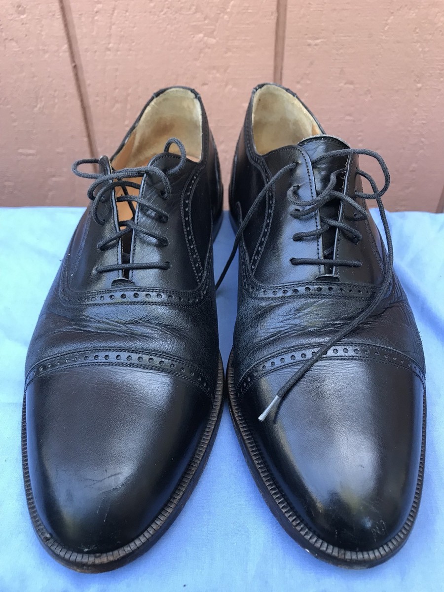 Mezlan Florence Black Leather Semi-Brogue Cap Toe Men display picture 1
