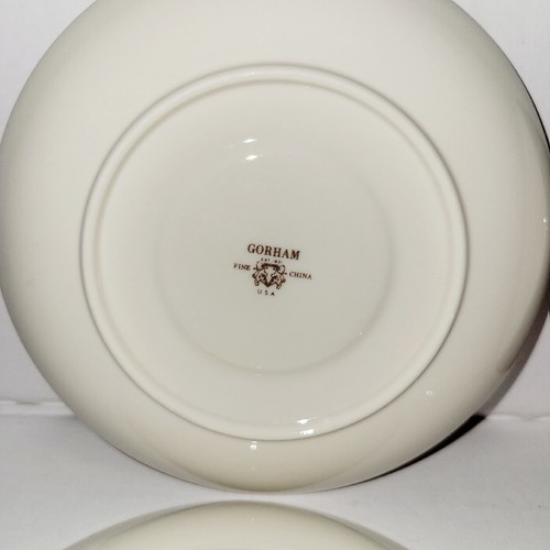 Gorham BRIDAL BOUQUET Set di 4 piattini (6") FINE CHINA crema + bordo platino - Foto 11 di 16
