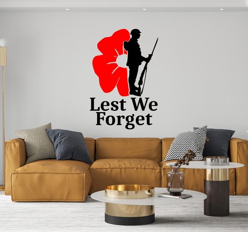 Lest We Forget Remembrance Day Stickers Poppy Soldier Patriotic Car Vinyl Quote - Picture 16 of 23