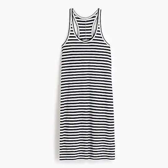 cotton tank dress j crew J.Crew NWOT racerback 100% cotton tank dress in navy/ivory stripe, Size XS