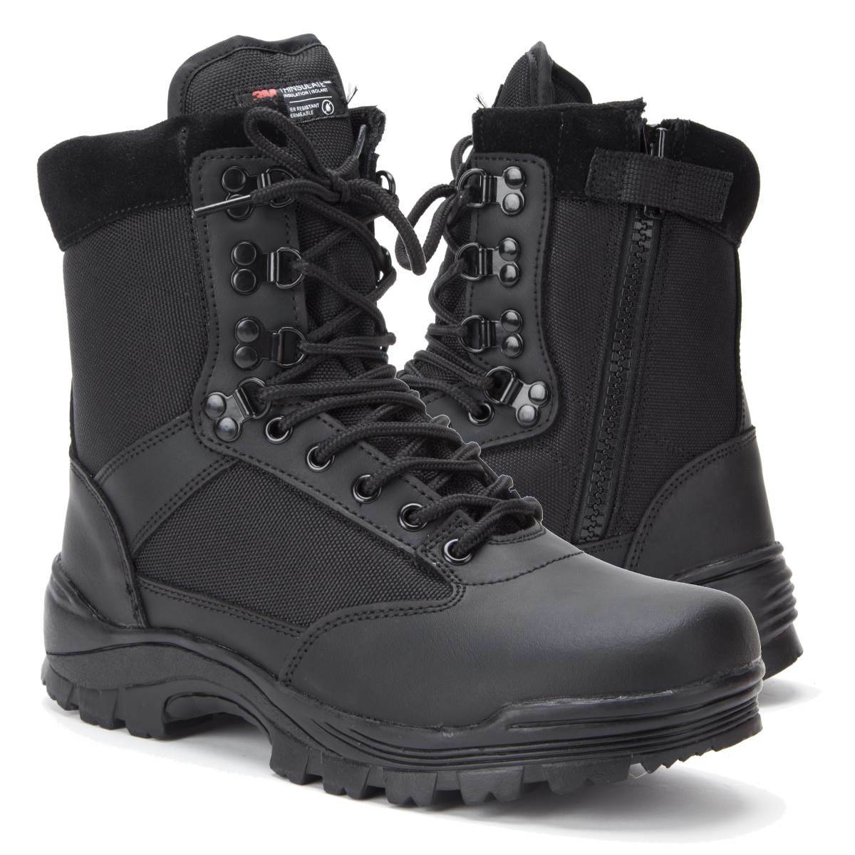 Mil-Tec Black Tactical Boots With YKK Side Zip Military Combat Army Security