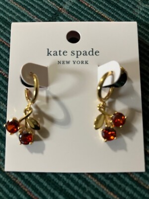 Kate Spade Sundae Cherry Huggies Dangle Pierced Earrings