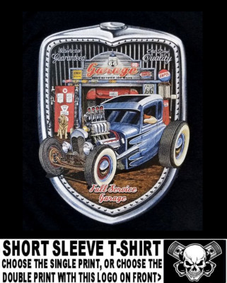 Hot Street Rat Rod Garage A Coupe Blower Hemi V8 Gas Pump Skull T-shirt WS160