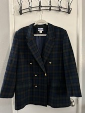 Pendleton Sz 14 Womens Blazer Jacket Vtg Christmas Plaid Wool Made in USA