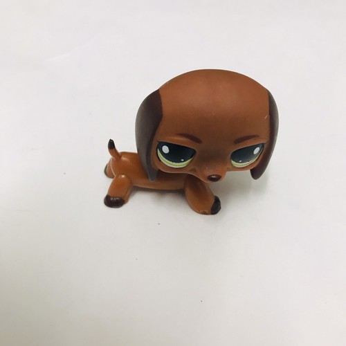 Littlest Pet Shop LPS authentisch 992 schokoladenbraun Dackel Hund grüne Augen