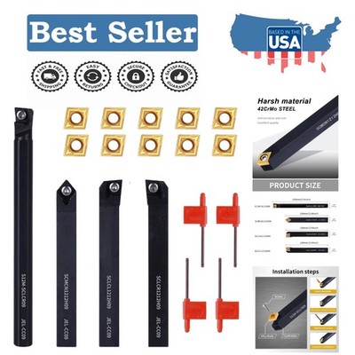 14Pcs 1/2'' Metal Lathe Turning Tool Set with Durable Carbide Inserts Included