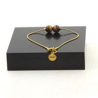 Mineralien Und Steine PréCieuses. Armband Stahl Golden Edelstahl 2 Perlen Auge