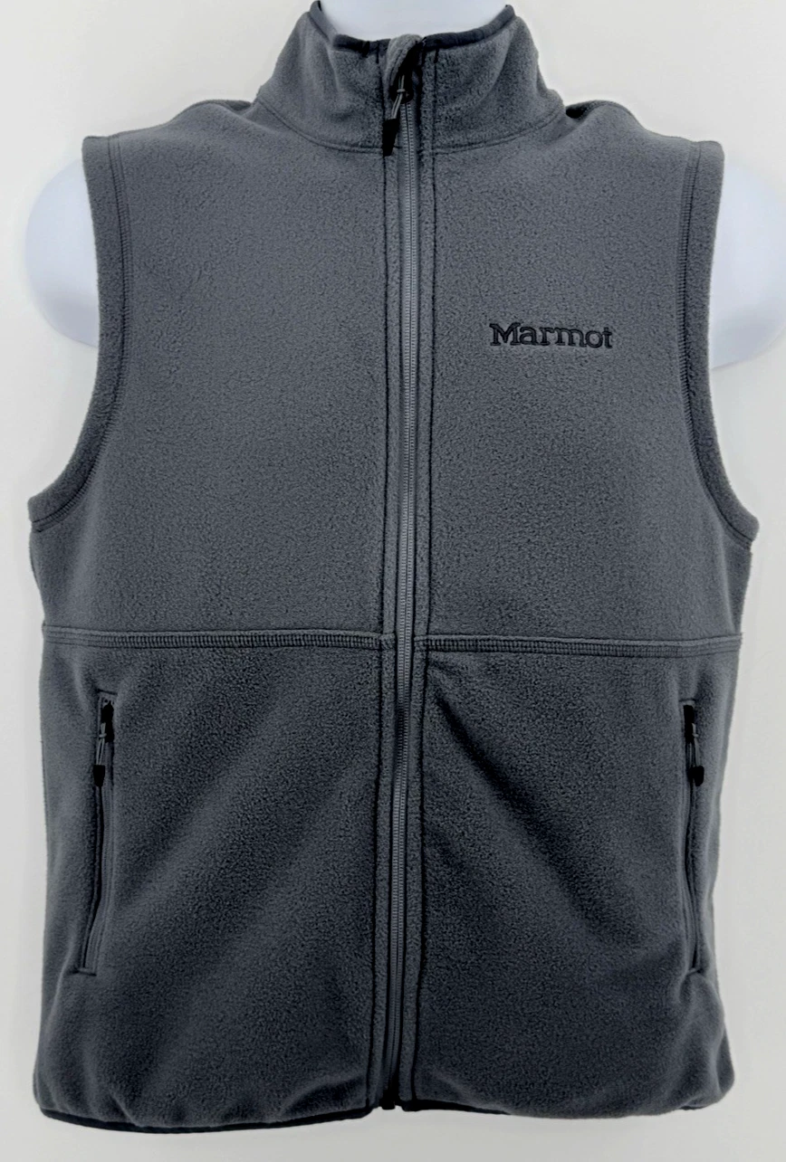 Marmot Vest Mens Small Gray Fleece Full Zip Outdoor Hiking Casual