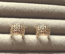 Vintage 14K Solid Yellow Gold Diamond-Cut Huggie Hoop Earrings - 3.0g