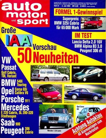 6) Auto Motor Sport AMS 14/1993 - Toyota Previa mit 132 - VW Bus T4 Multivan mi