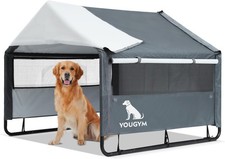 XLarge Outdoor Dog House 4'x4'x3.2' Large Dogs Animal Shelter W/ Doors  Mesh