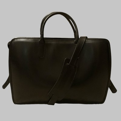 Jack Georges slim black leather briefcase laptop bag with crossbody strap work 