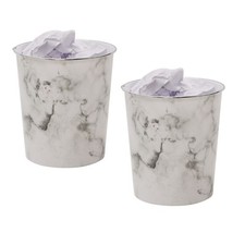 2 9L Waste Paper Bin Grey Marble Effect Desk Bedside Bathroom Waste Rubbish Bin