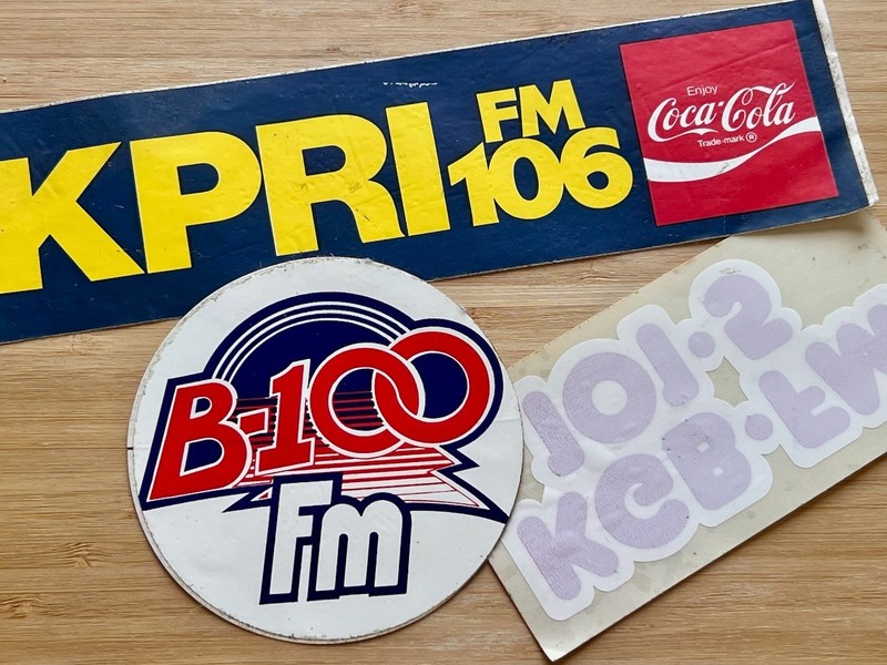 Vintage San Diego Rock Radio Station Stickers, KPRI, B100, KGB 101.5, 70s,80s