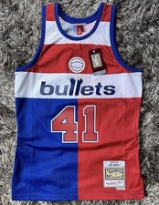 🏀$135 Washington Bullets Wes Unseld Mitchell & Ness Split 1977 NBA Jersey Men S