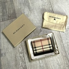 Burberry Haymarket Check ID Card Case Chocolate Leather NWT Box Authenticated