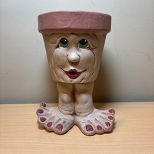 Vintage 9  X 5.5  Funny Face Waddle Pot Smile...