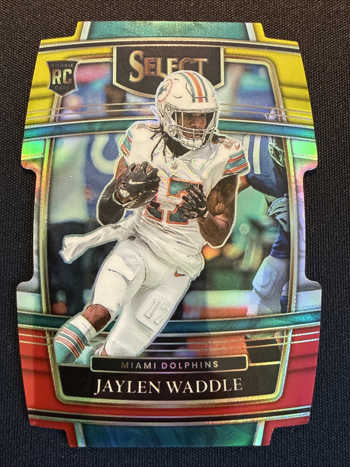 Jaylen Waddle - 2021 Select - #48 - Red & Yellow Prizm - Die-Cut - RC Rookie