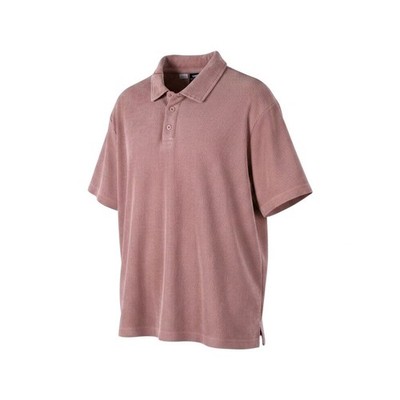 WeSC Men's XL Pink Solid Polo Shirt Short Sleeve Collared Button Logo