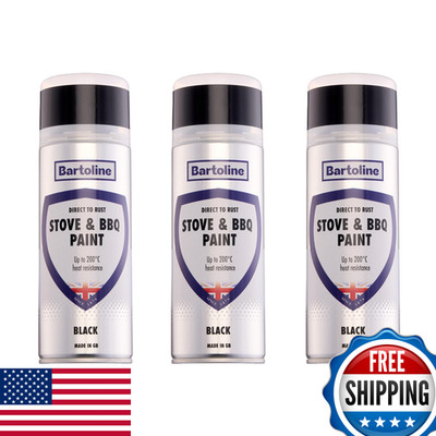 Bartoline High-Heat Stove Bbq Paint Spray Black 13.5 Oz 3 Pack - Matt Finish