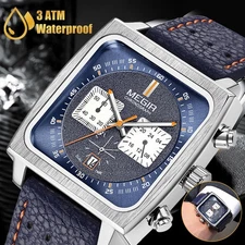 Waterproof Men's Quartz Watch Leather Luminous Business Chronograph Luxury