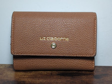 Liz Claiborne Women's Wallet Brown Trifold Snap Close/Coin Zipper Section plus..